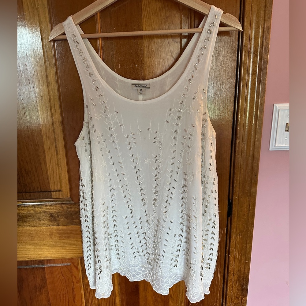 Lucky Brand Embellished Sleeveless Tank Top